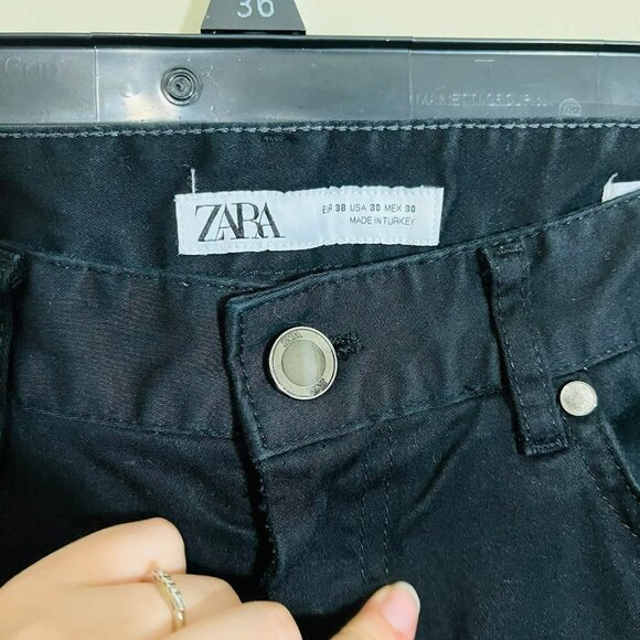 Zara The Skinny Fit Jeans in Deep Black SZ 30 Cotton - Picture 5 of 10